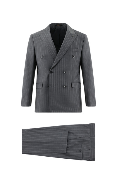 Abdullah Kiğılı 6 Drop Regular Fit Standard Cut Wool Double-Breasted Striped ...