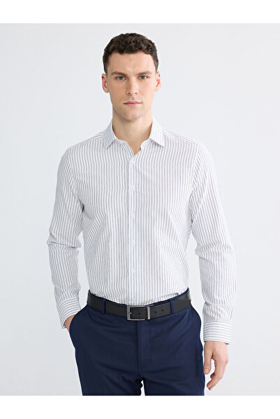 LC Waikiki Nevavm Slim Fit Striped Poplin Men's Shirt with Difference