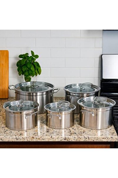 Generic Non-Stick Stainless Steel Cookware Set - 10 Pieces