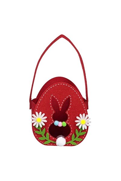 SHOPIENS Easter Basket for Kids Egg Shape Felt with Handle for Egg Hunt Red 1...