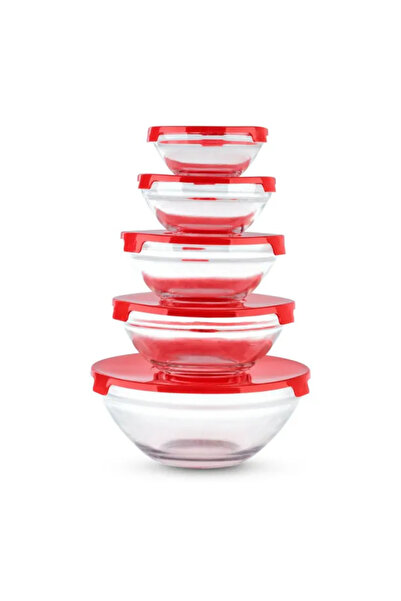 OEM Set Caserole din Sticlă cu Capace, 5 Bucăți, 150ml–1200ml, Etanșe, Stivui...