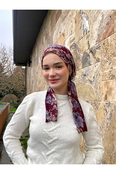 Anatolye وشاح من القماش القطني بنمط زهور بورجوندي - مضاد للانزلاق ومقاوم للعر...