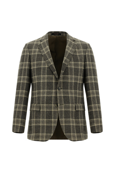 Abdullah Kiğılı 6 Drop Regular Fit Standard Cut Wool Plaid Italian Jacket