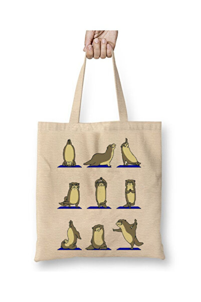 Toyaso Otter Yoga Pilates Gym Sports White Tote Bag Long Handle Shopping Bag ...