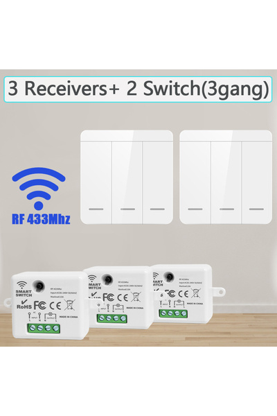 GGBEE مفتاح ذكي لاسلكي 433 ميجاهرتز من 3Receiver2Switch، مناسب للإضاءة، أحادي...