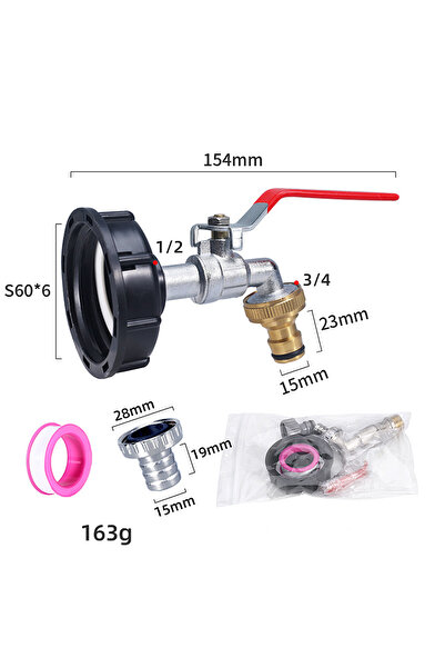 Choice محول صنبور خزان IBC متين من النحاس، قطعة واحدة، S60*6، سن خشن إلى موصل...