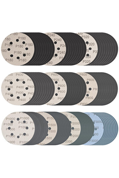 Choice ١٠٠ قطعة من ورق الصنفرة الرطب/الجاف ذو ٨ ثقوب، مقاس ٥ بوصات، مزود بخطا...