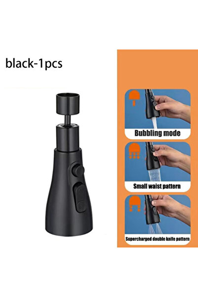 Choice صنبور حوض مطبخ أسود - قطعة واحدة، متعدد الوظائف، قابل للدوران 360 درجة...