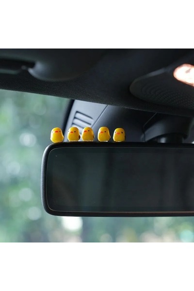 Choice A2 5 قطع زينة داخلية للسيارة على شكل بط صغير لطيف، مرآة الرؤية الخلفية...