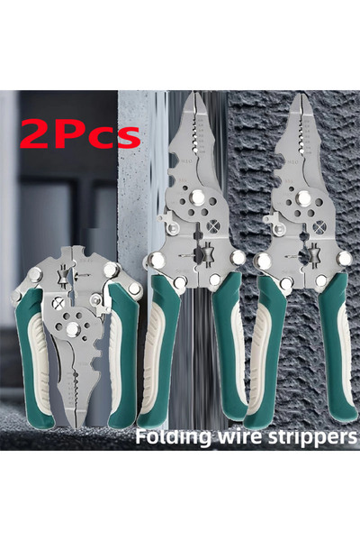 Choice 8.66 Inches 2 Pieces 1/2 Foldable 18-in-1 Wire Stripping Pliers Crimpi...