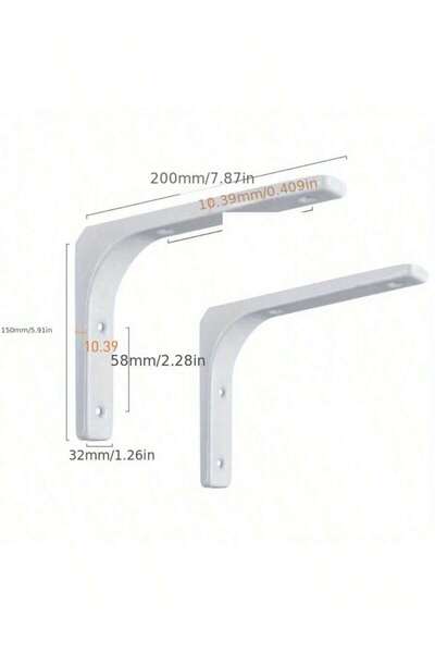 choice2 قطعتان من دعامات الرفوف الحديدية شديدة التحمل على شكل حرف L، بيضاء ال...
