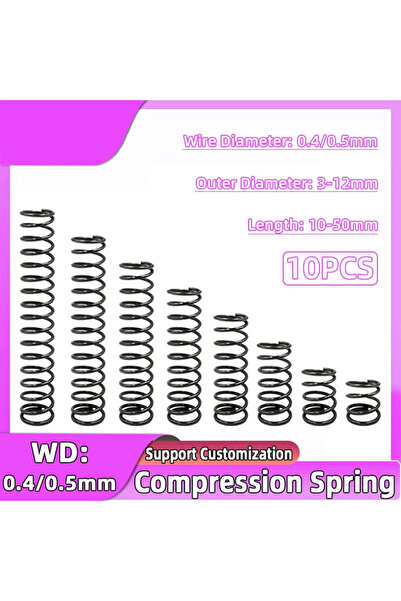 Choice36 6 مم، 50 مم، 0.5 مم، 10 قطع من النوابض الأسطوانية الصغيرة المضغوطة، ...