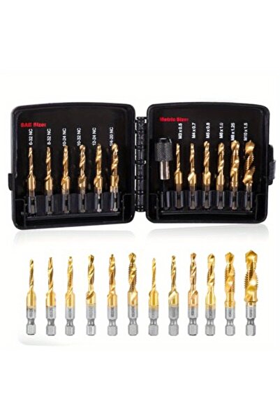 Choice مجموعة مثقاب/صنبور أسود M5 مع محول تغيير سريع، 13 قطعة، 6 مقاسات SAE، ...