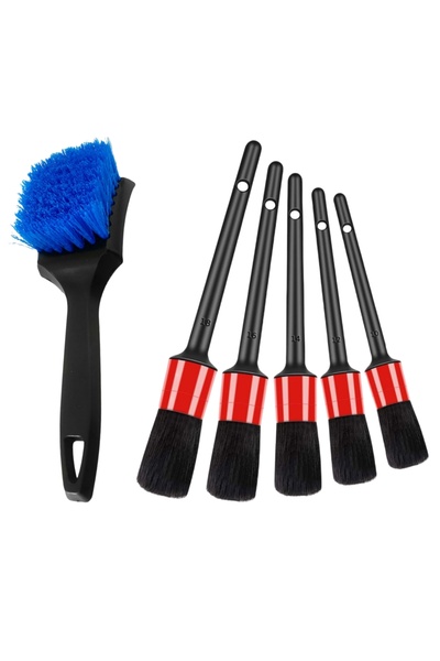 choice2 مجموعة فرش زرقاء مكونة من 6 قطع للعناية بغسيل السيارات، تتضمن مجموعة ...