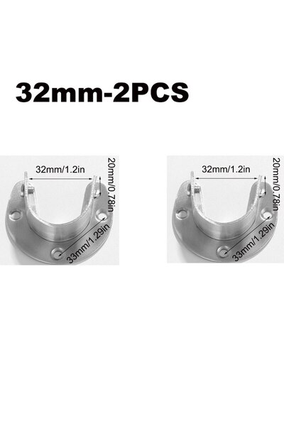 Choice1 32mm 2pc 304 Stainless Steel Flange Seat Wardrobe Hanger Rod Fixing H...