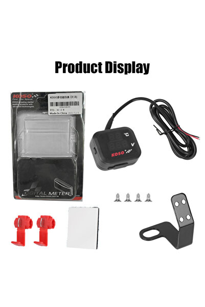 Choice مقياس فولتميتر وحرارة للدراجات النارية أسود اللون، 12 فولت، مع مؤشر شح...