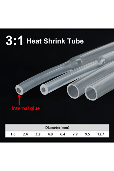 Choice6 أنبوب انكماش حراري شفاف 6.4 مم، طول 5 أمتار، نسبة انكماش 3:1، مزود بم...
