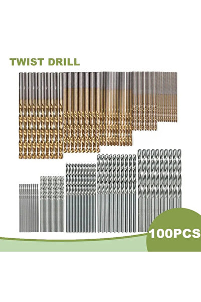 Choice مجموعة مثقاب لولبي دائري مكونة من 100 قطعة، مطلية بالتيتانيوم، مقاس 1-...