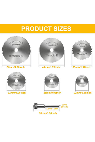 Choice مجموعة من 7 قطع من شفرات المنشار الدائري HSS، قرص قطع صغير لأداة دريمي...