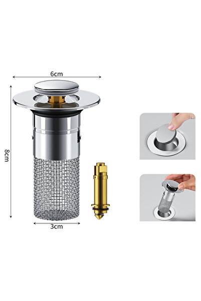 Choice فلتر تصريف أرضي متعدد الوظائف طويل ذو قلب نحاسي، مزود بسدادة حوض غسيل ...