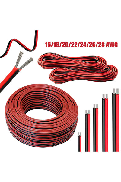 Choice8 سلك توصيل أحمر وأسود ثنائي الدبابيس للسيارات، بطول 10 أمتار (18AWG)، ...