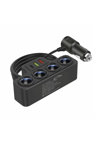 Choice1 محول ولاعة سجائر للسيارة من واحد إلى أربعة محولات 12 فولت/24 فولت، شا...