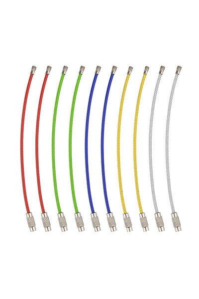 Choice Mixed color 10pcs 10 Pack Multi Color Stainless Wire Keychain Cable 6 ...