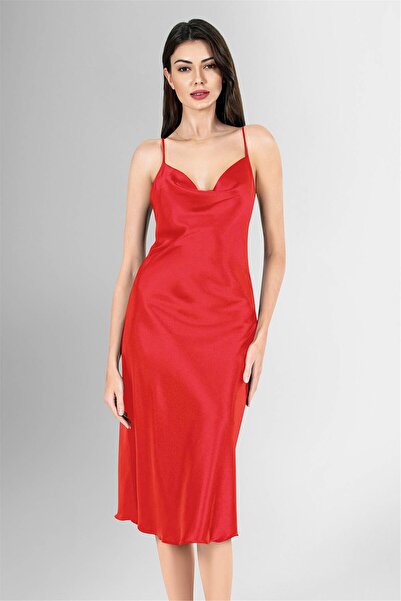 OBJE Women's Red Satin Dress