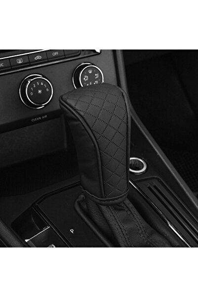 Choice غطاء مقبض ناقل الحركة للسيارة عالي الجودة أسود اللون مصنوع من جلد البو...