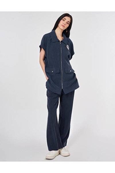 KYR Drawstring Waist Modal Vest Suit Dark Navy Blue