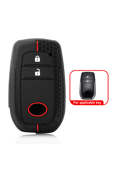 Choice غطاء مفتاح سيارة سيليكوني بزرين مع سلسلة، مناسب لسيارات تويوتا كورولا ...
