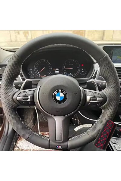Choice Red Thread Hand Stitched Microfiber Leather Car Steering Wheel Cover F...
