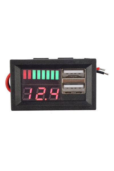 Choice1 لوحة قياس الفولتية للسيارة مزودة بمنفذي USB مزدوجين أحمر اللون، 5 فول...