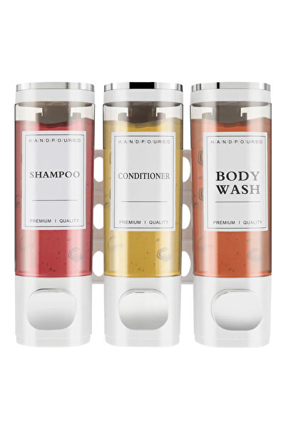 Choice موزع صابون سائل للحمام مثبت على الحائط باللون الأبيض مع حامل مطهر لليد...