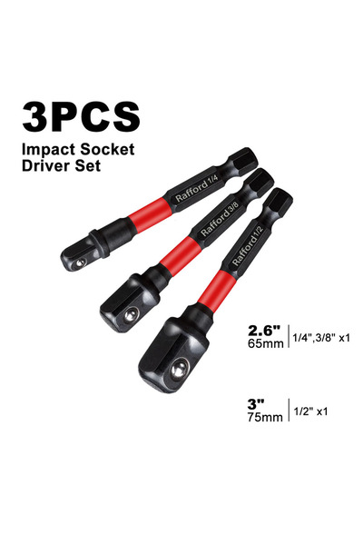 Choice 3PCS-3IN Rafford Impact Socket Adapter Set,1/4"3/8"and1/2"Drive,Extens...