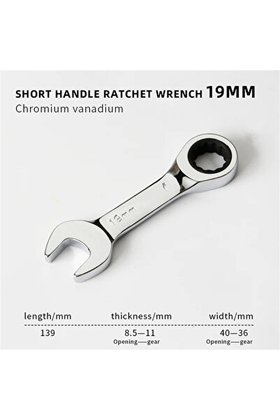 Choice10 19mm 1pcs 6-19mm Short Handle Quick Ratchet Wrench 72 Teeth Multi Fu...