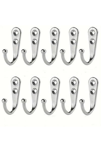 Choice 10 قطع فضية اللون، خطافات جدارية عتيقة ذات شوكة واحدة، علاقات ملابس صغ...