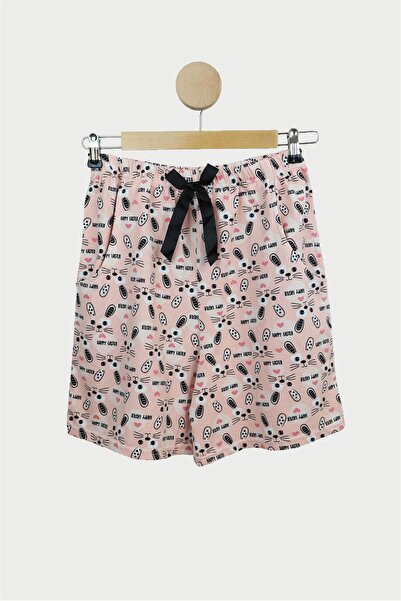 OBJE Women's Salmon Color Rabbit Patterned Shorts