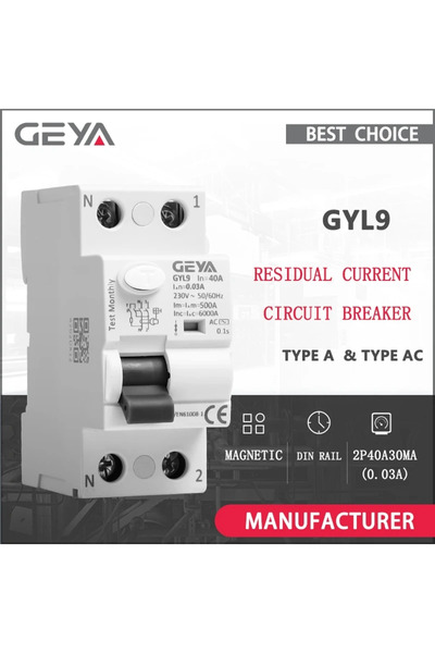 Choice5 قاطع دائرة التيار المتبقي المغناطيسي من النوع A، ثنائي القطب، 40 أمبي...