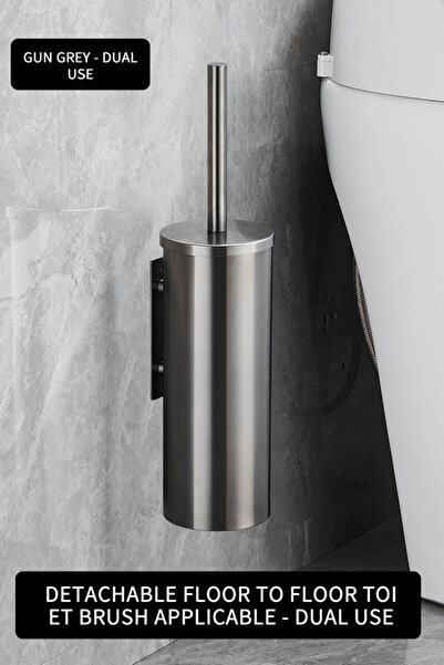 Choice5 فرشاة تنظيف المرحاض عالية الجودة، لون رمادي داكن، تُثبت على الحائط، م...