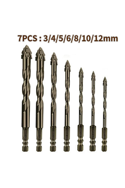 Choice 7pcs set 7/6/5/4/3/2PCS New Four-Flute Sawtooth Eccentric Drill Bit Mu...
