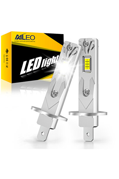 choice2 مصباحان LED أماميان H1 4300K ​​AILEO بقوة 200 واط وشدة إضاءة 20000 لو...