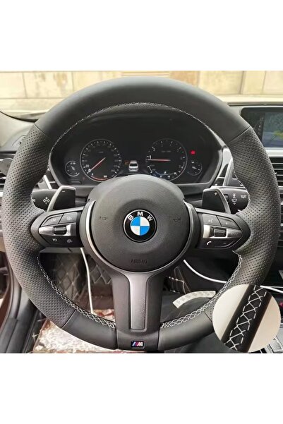 Choice غطاء عجلة قيادة سيارة من الجلد المايكروفايبر الأبيض المخيط يدويًا بخيو...