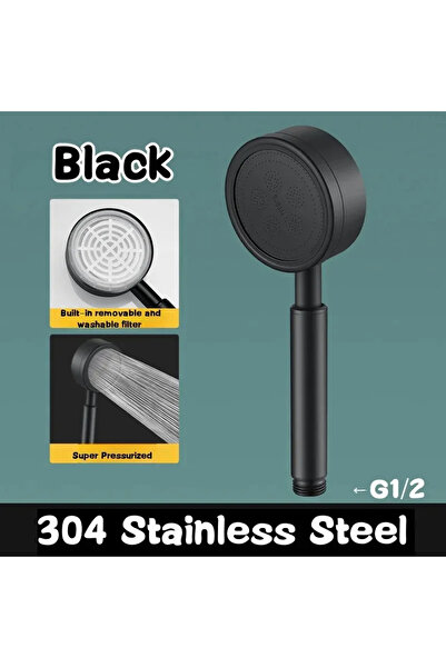 choice2 رأس دش أسود من الفولاذ المقاوم للصدأ SUS 304، رأس دش يدوي للحمام، ضغط...