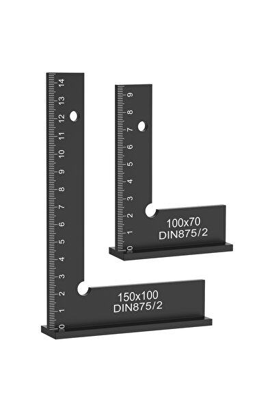 Choice مسطرة هندسية مربعة سوداء مكونة من قطعتين، مسطرة مربعة محمولة للميكانيك...