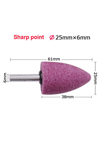 Choice1 رأس تجليخ مخروطي من الكوراندوم الأحمر، بقطر 25 مم وساق 6 مم، لتلميع ا...