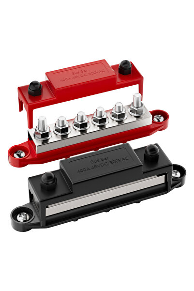 Choice قضيب توزيع طاقة أحمر وأسود 400 أمبير، 12 فولت، مزود بـ 6 مسامير طرفية ...