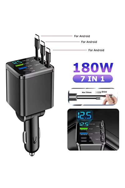 Kebidumei شاحن سيارة 7 في 1 لأجهزة أندرويد، بقدرة 150 واط، مزود بمحول ولاعة س...