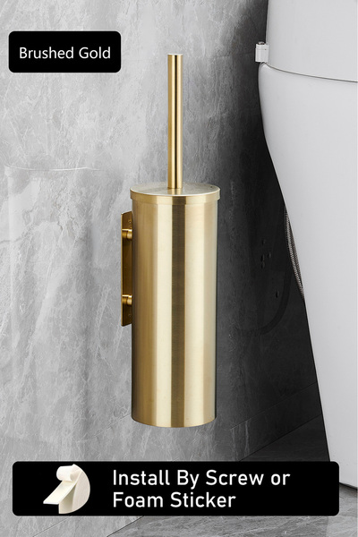 Choice1 Brushed Gold Toilet Brush High Quality Wall Mounted 304 Stainless Ste...