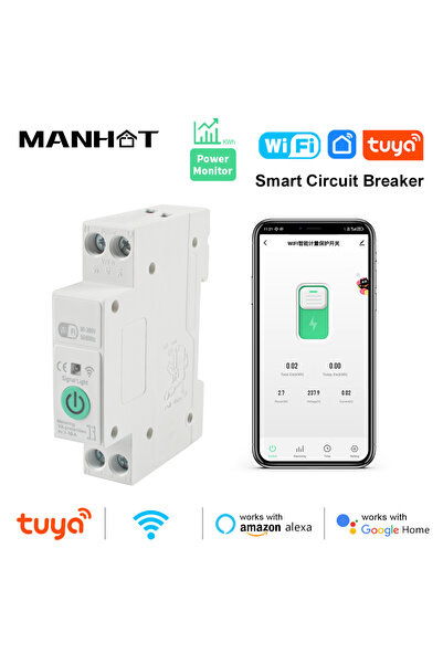 Choice1 قاطع دائرة ذكي من نوع Tuya بتقنية الواي فاي، مزود بعداد تيار، بقدرة 1...